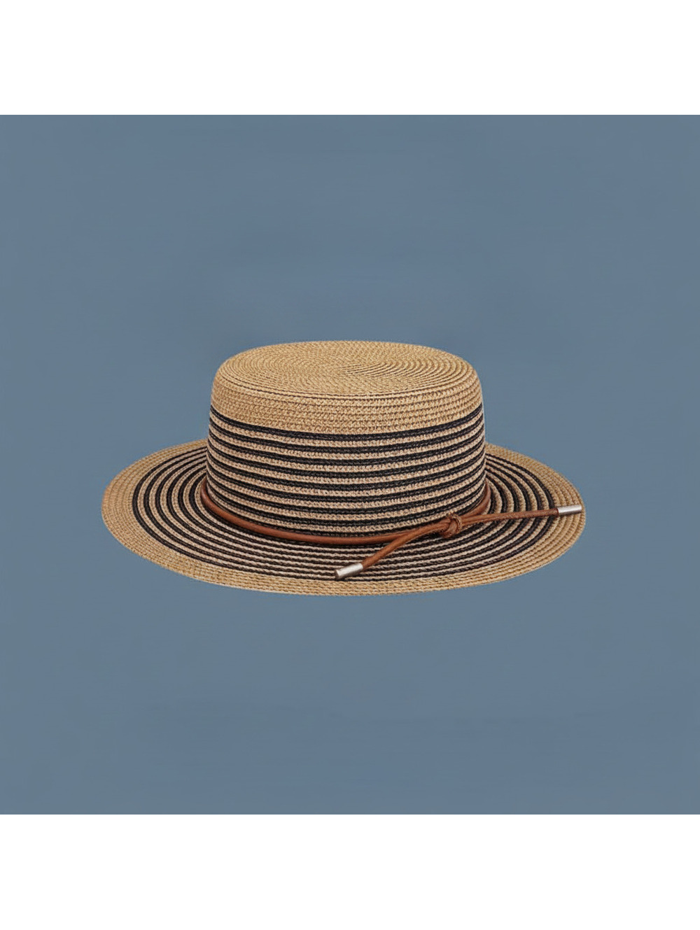 Beach Striped Straw Hat & Straw Tote Combo Set - Picture 2 of 3